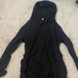 Casual Black Hooded Maternity Shirt